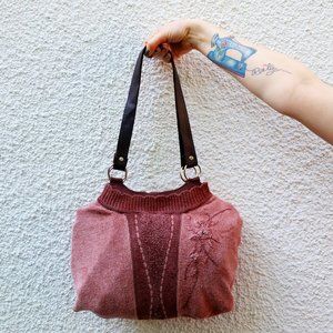 Refashioned Sweater Bag w/embroidery & bead detail